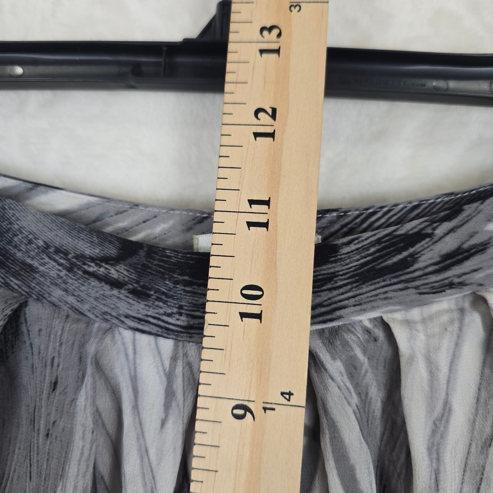 Leifsdottir Anthropologie Silk Wide Leg Pants Black White Feather Print Size 6 - Picture 8 of 15